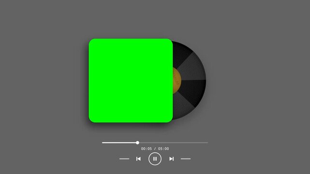 Green Screen Vinyl Record Cover Mockup with Audio Player Interface