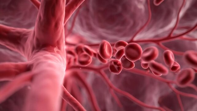 Microscopic View of Blood Flow Through Human Capillary Network.