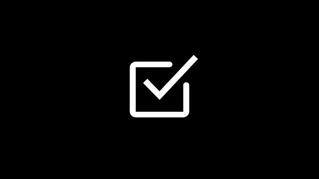 Check mark animation. check mark animation motion. Animated tick mark icon with circle loading animated on a black background approved 4k video