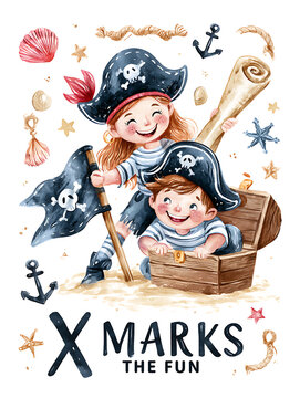 Pirate party for Talk Like a Pirate Day with kids dressed as pirates having fun
