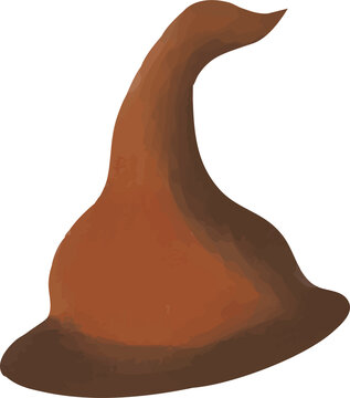 Watercolor Brown Wizard and Witch Hat Clipart Illustration