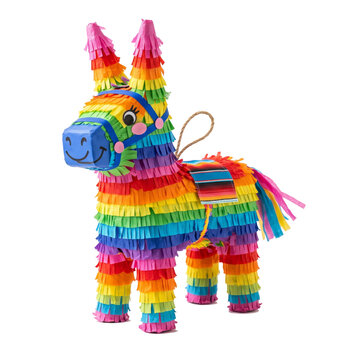 Colorful Rainbow Donkey Pinata for Party Celebration.