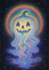 Fototapeta premium Psychedelic pumpkin ghost art