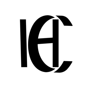 Contemporary brand identity element in red, featuring a unique geometric combination of letters I, C, and H in a modern monogram style transparent background Png 