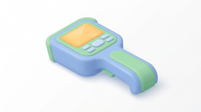 Isometric illustration of a barcode scanner with a soft tactile clay texture