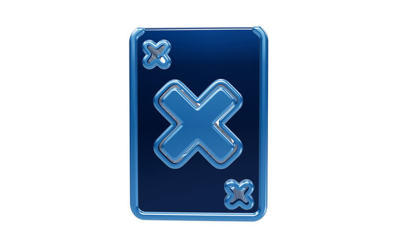 Blue Card Back with X Mark: A striking blue card back design features a prominent metallic 'X' mark, set against a simple backdrop, suggesting decision or negation.