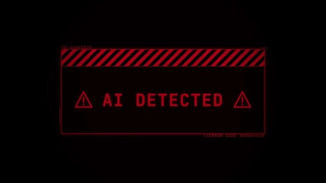 Warning Motion Graphic with Ai Detected Red Glitch Text on Black