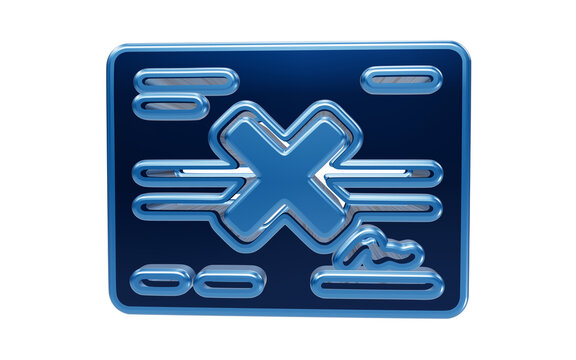 Cancel Icon: A stylized blue icon with a prominent cross symbol, representing cancellation or rejection in a digital interface.