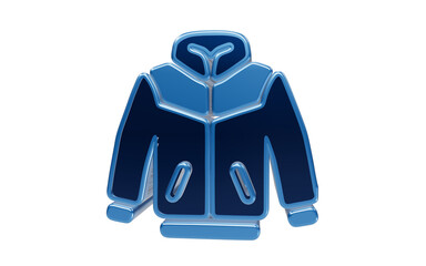 Winter Jacket Icon: A graphic representation of a blue and dark blue winter jacket, stylized with glossy highlights, symbolizing warmth and protection. © Rakib