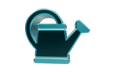 Teal Watering Can Icon: A stylized, teal-colored watering can icon rendered in 3D, symbolizing gardening, growth, and nurturing. © Rakib