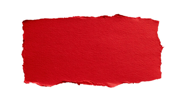 Torn red paper piece isolated on transparent background