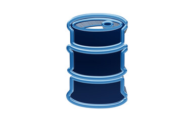 Metal Barrel Illustration: A stylized illustration of a dark blue metal barrel with blue highlights, rendered in a clean, modern isometric style. © Rakib