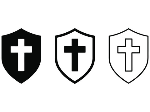 Medical shield with cross icon for healthcare and safety protection.