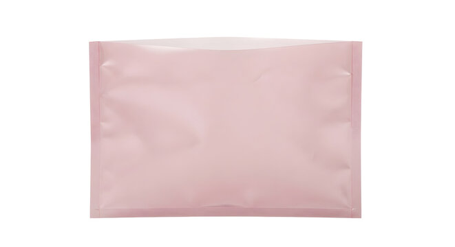 Blank pink foil sachet packaging mockup
