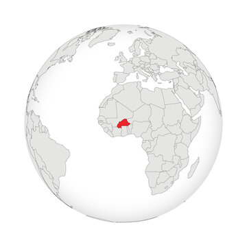 Location map of Burkina Faso.Burkina Faso on globe