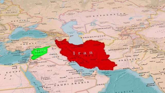 Middle East Map Overview Featuring Iran and Syria