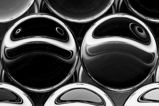 3D black glass surface for luxury technology and dark design