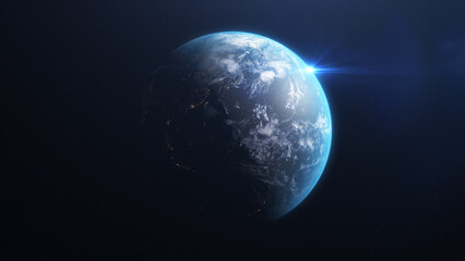 ロングショットでアジア・日本を中心に宇宙から見た地球のCG © Kazu