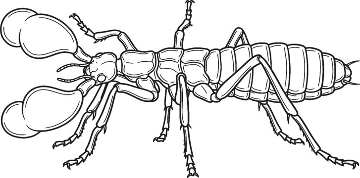 Elongated Webspinner Top View Outline Illustration with Swollen Feet