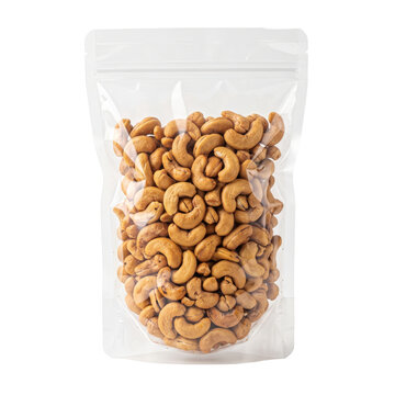 Roasted Cashew Nuts Packed In Clear Pouch.