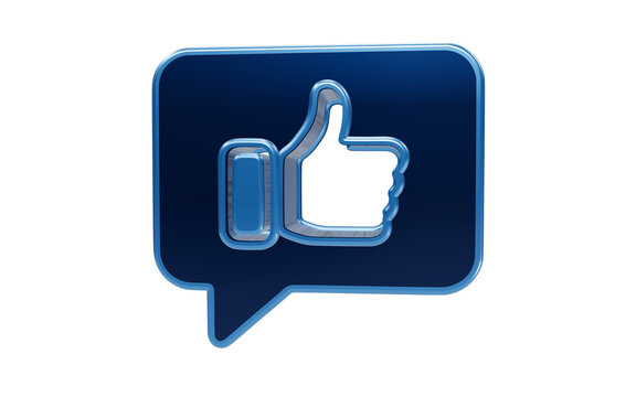 Blue Thumbs Up Speech Bubble Icon: A digital representation of a thumbs-up gesture within a blue speech bubble, symbolizing approval and positive feedback in online communication.
