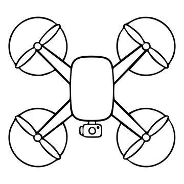 Quadcopter Drone Line Art - Camera Drone Vector Illustration for Aerial Photography Branding, Tech Video Production, and Remote Control Icons