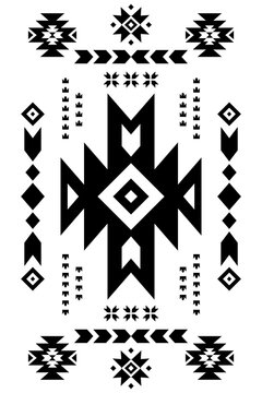 Southwest native seamless pattern ethnic tribal Aztec geometric Navajo Native American fabric black and white design vector for textile printing