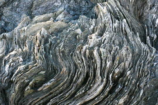 Folded Metamorphic Rock Formation at Kvalsvik, Norway