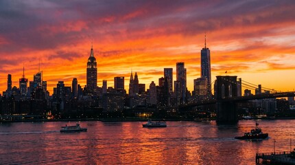 Fototapeta premium sunset over the river