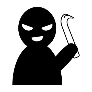 バールを持った危険人物のシルエットアイコン