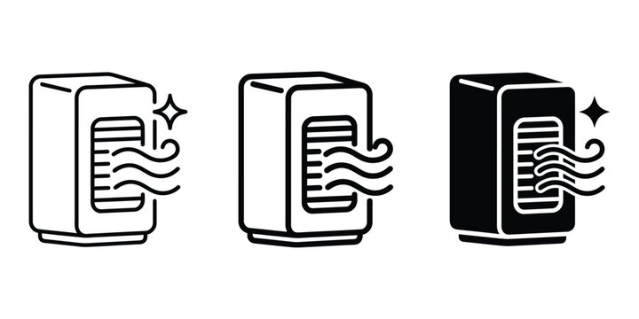 air purification icon line art vector, bold outline and silhouette design
