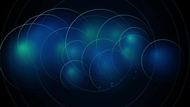 Abstract glowing blue spheres in space