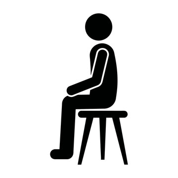 Minimalist icon of a person sitting on a simple stool