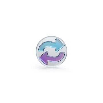 3D Glassmorphism Refresh Sync Icon - Circular Arrows Exchange Button with Blue and Purple Gradient on White Background