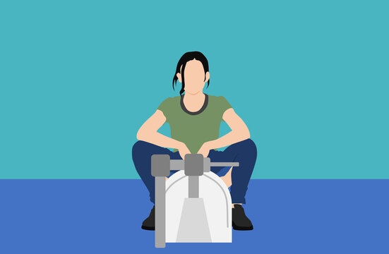 トイレに行く女性のイラスト