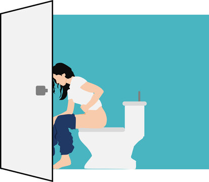 トイレに行く女性のイラスト