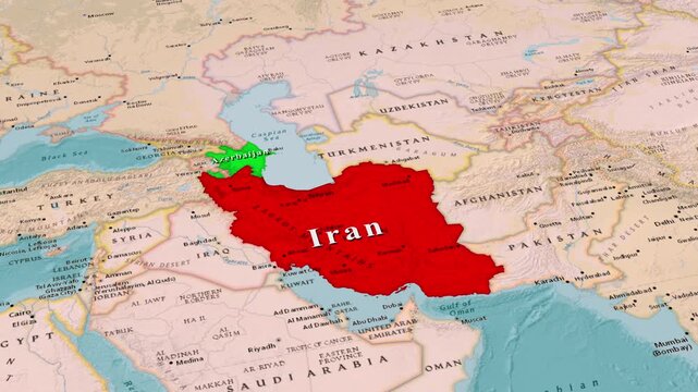 Tehran to Baku Regional Map View, Iran and Azerbaijan