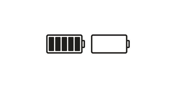 Full and empty battery level comparison icons showing power status and energy capacity.