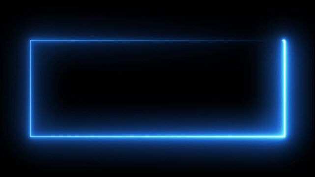 Glowing blue neon rectangular frame border animation with smooth light motion