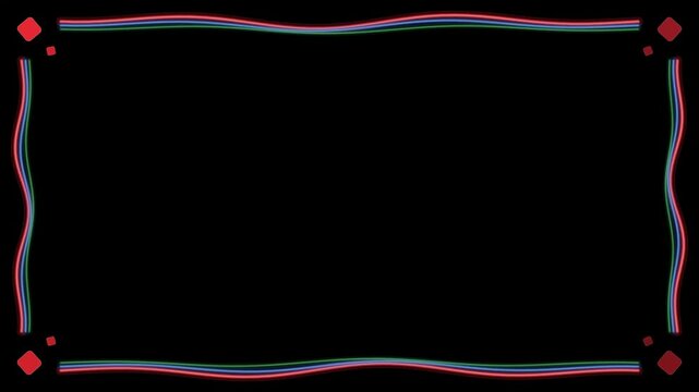 Colorful Wavy Ribbon Border Animation with Red Corner Accents