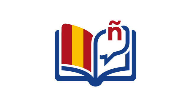 Open Book With Spanish Flag and &Ntilde; Symbol - Language Learning Concept