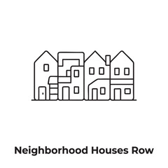 Fototapeta premium neighborhood houses row outline art vector icon, a simple illustration of residential