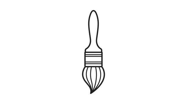 Paint brush silhouette on a white background simple line art style