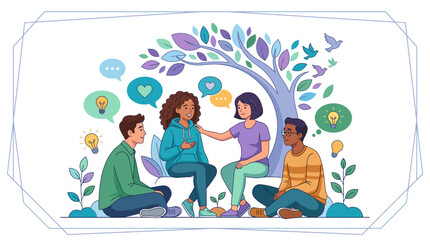 Fototapeta premium Diverse Group Conversation Vector Illustration