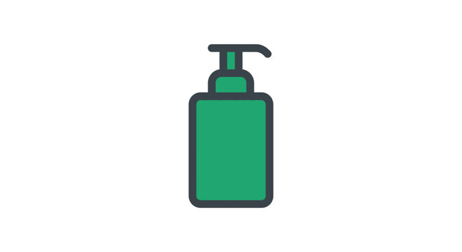 Green pump bottle liquid soap icon.
