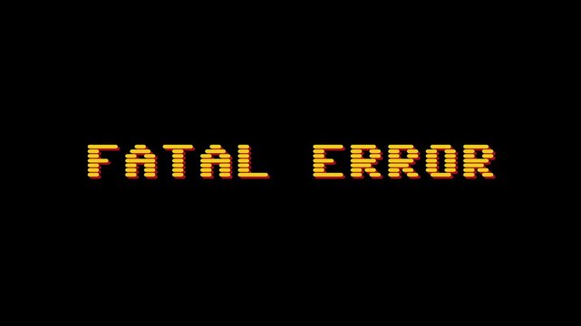 Retro Gaming Fatal Error Screen, a Digital Glitch Message Displaying a System Malfunction Warning