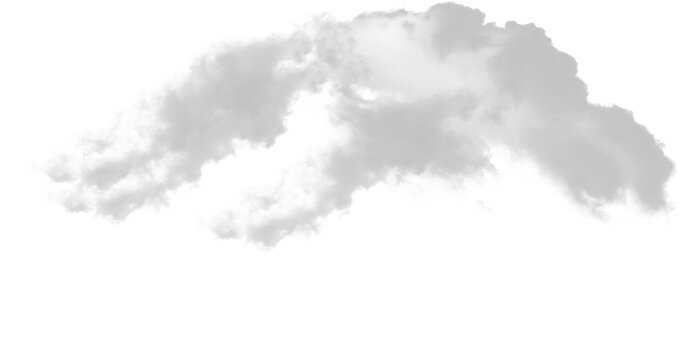 Single cloud PNG cutout, transparent background, ideal for game asset design