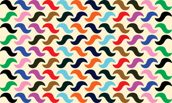 Colorful retro wavy pattern background with playful multi-colored swirl lines for seamless paper design