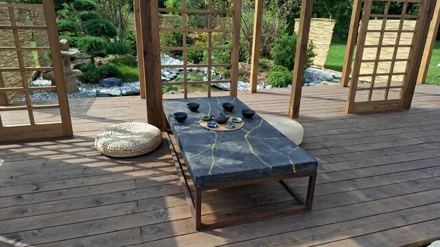 wooden chair in a garden