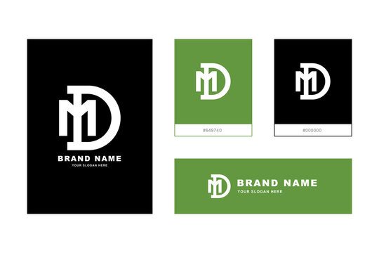 Professional MD monogram logo design for corporate brand identity with green color palette